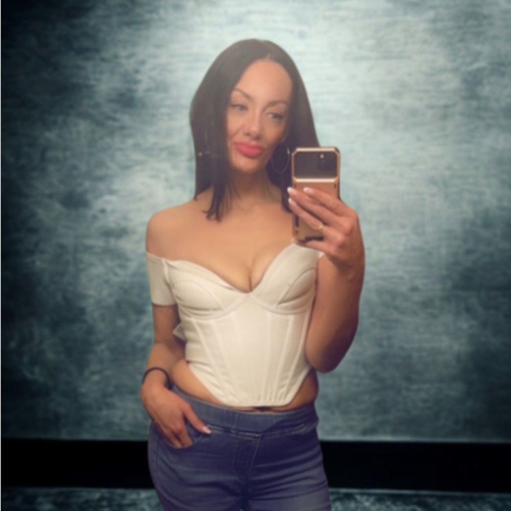 PrettyLittleThing White Off-Shoulder Corset Top